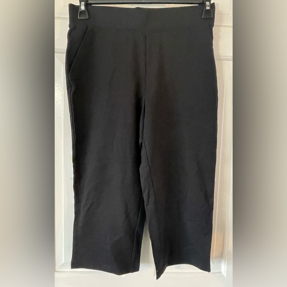 Women’s D& Co Denim & Company Black Cropped Pull On Pants W/Pockets Sz Small
